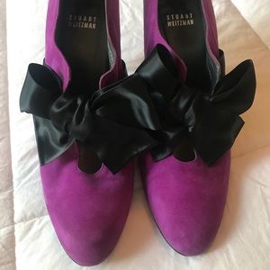 Stuart Weitzman Booties with Black Satin Bow
